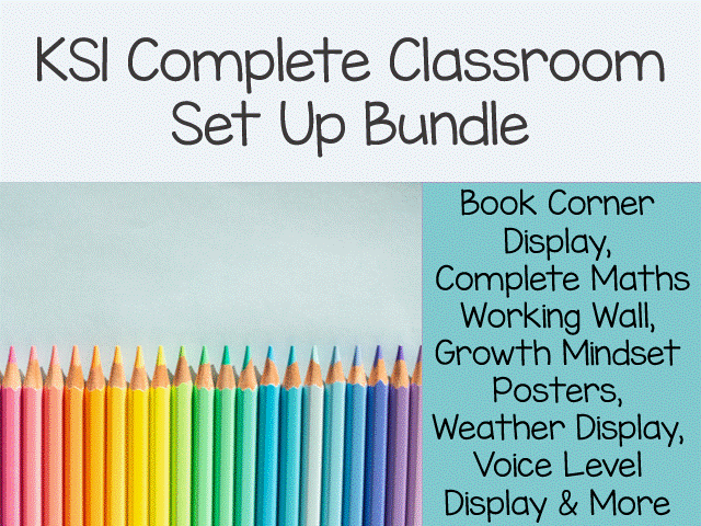 KS1 Complete Classroom Set Up Bundle - bright stripes