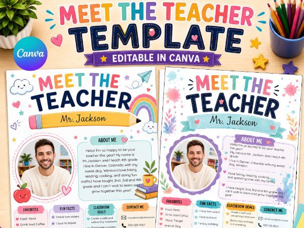 Meet the Teacher Editable Canva Template | Year 5 / 4th Grade | Back to School Transition & Parent L