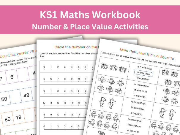 Year 1 Maths Workbook: Number and Place Value | Counting, Number Words, Comparing & More | 52 pages
