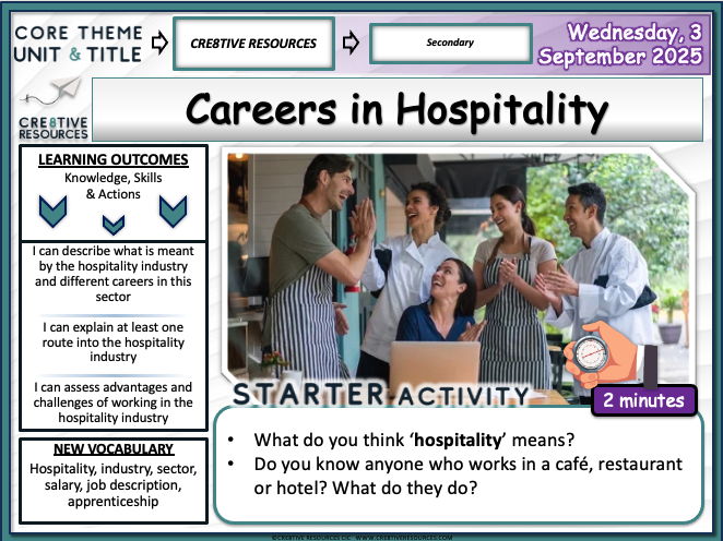 Careers in Hospitality - Careers Lesson