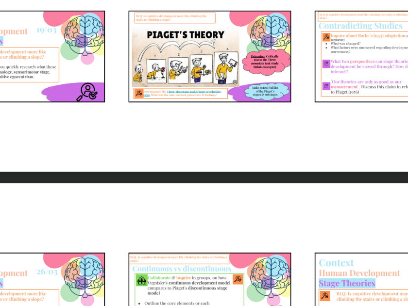 Human Development: Continuous v discontinuous stage theories & Bio Approach