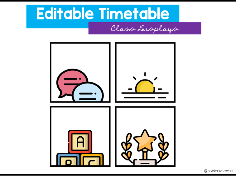 Editable Visual Timetable Cards