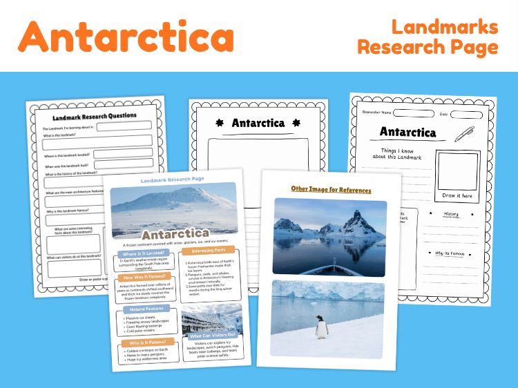 Antarctica Research Project | Geography Worksheets & Fact Pages