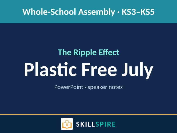Plastic Free July Assembly: The Ripple Effect | KS3-KS5 | Whole-School PowerPoint with Speaker Notes