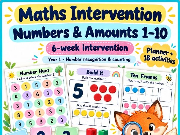 Maths Intervention: Number Recognition & Counting to 10 | 6-Week Plan & Activities