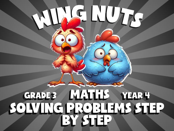 Solving Problems Step by Step WING NUTS Maths Game | No-Prep Year 4 Review Activity