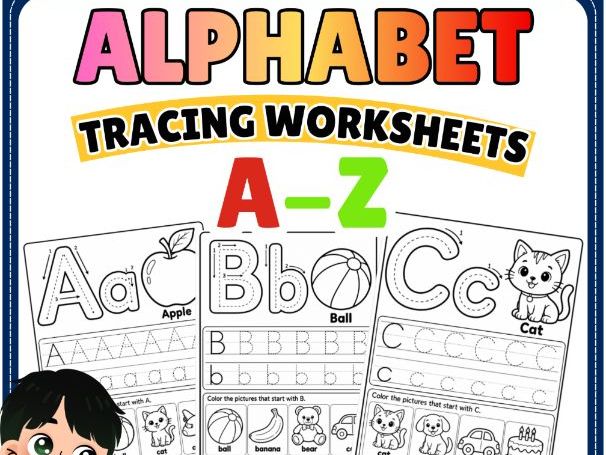 Alphabet A-Z Tracing Worksheets | Letter Formation & Beginning Sounds Activities