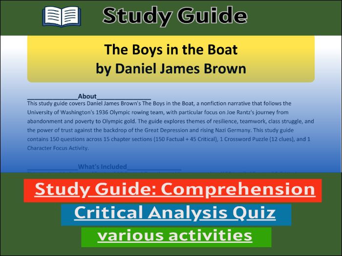 The Boys in the Boat by Daniel James Brown, study guide & Activities