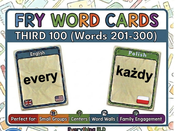 Polish-English Fry Words: Third 100 Flashcards