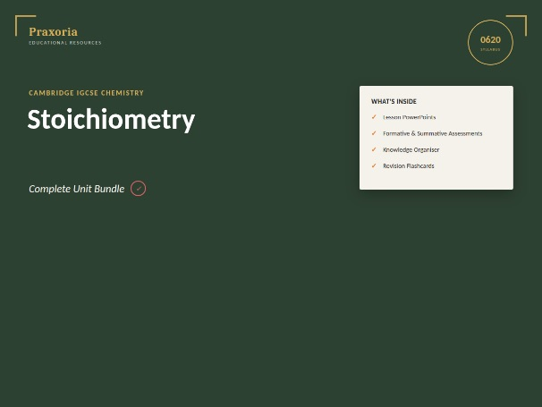 IGCSE Chemistry (0620) Topic 3- Stoichiometry Pack