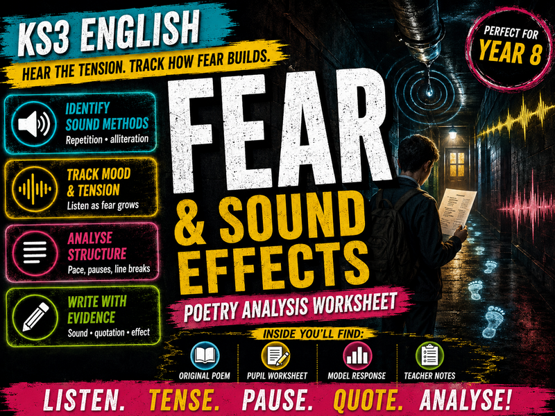 KS3 Poetry - Year 8 - Fear and Sound Effects - Analysis Worksheet