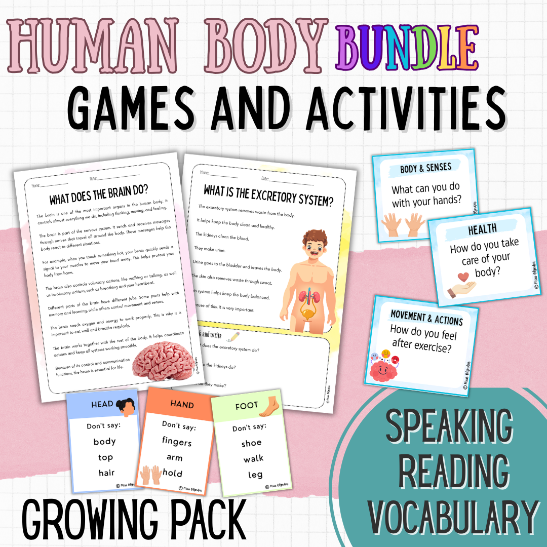 Human Body ESL Bundle – Parts of the Body Activities, Reading, Speaking and Games
