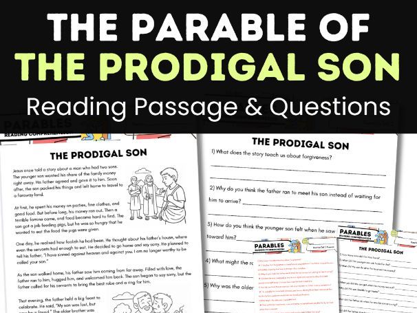 The Parable of the Prodigal Son Reading Comprehension | Bible Activities