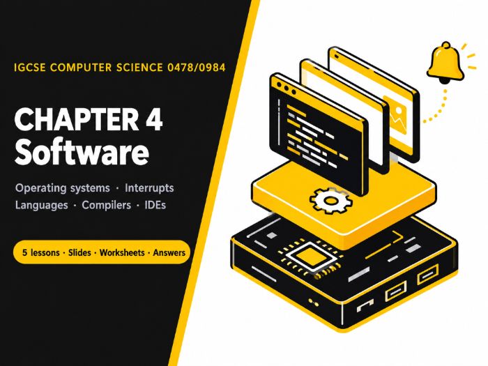 Cambridge IGCSE Computer Science (0478) Chapter 4: Software – 5 lessons + worksheets