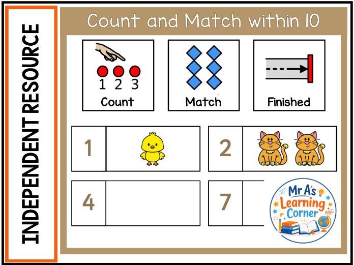 Count to 10 Matching Task Cards