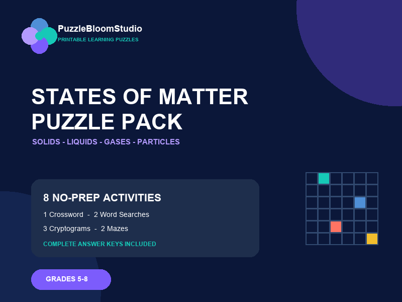 States of Matter Puzzle Pack Grades 5-8