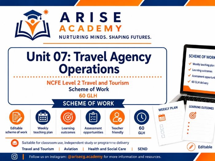 NCFE Unit 07: Travel Agency Operations | Scheme of Work