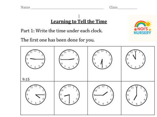 Learning to Tell the Time - Free Primary resource