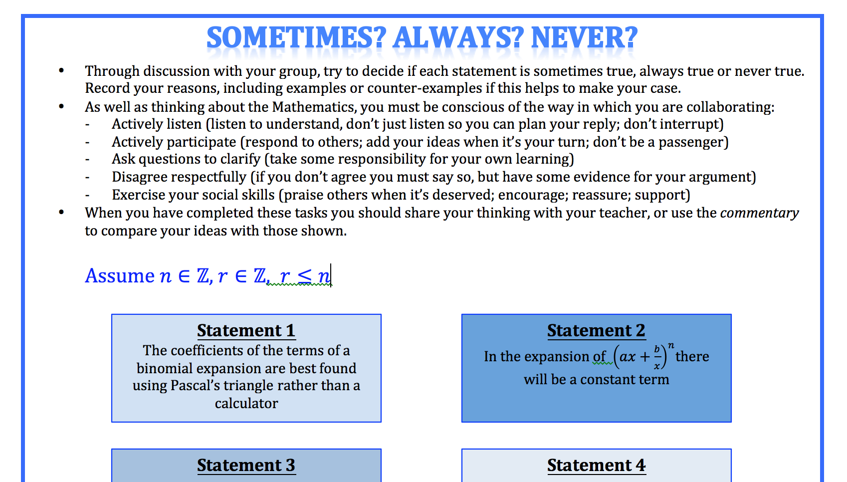 worksheet Binomial Theorem Worksheet Pdf binomial theorem activity by globalmaths teaching resources tes cover image