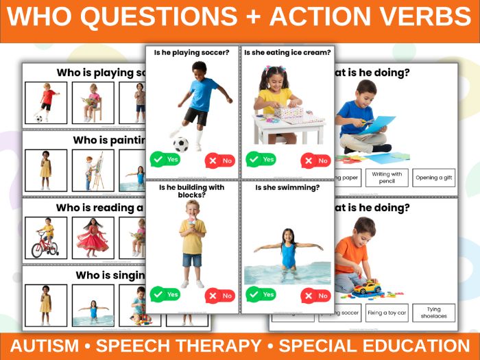 Who Questions & Action Verbs Cards