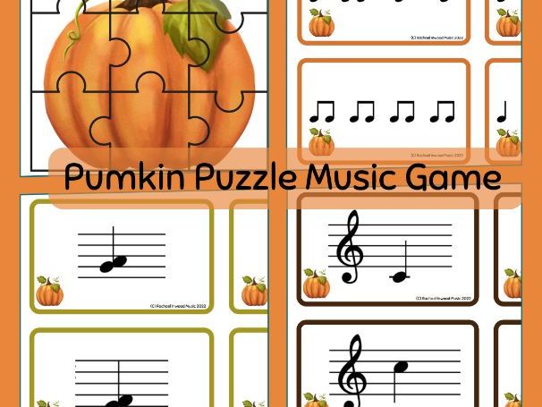 Pumpkin Puzzle Music Game with Flashcards