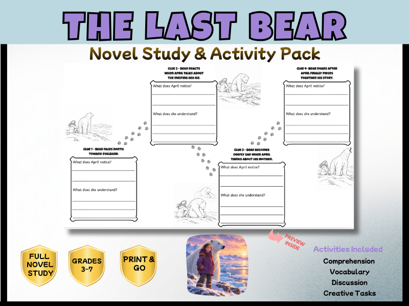 The Last Bear Novel Study | KS2 Reading Comprehension & Vocabulary | Years 4-8