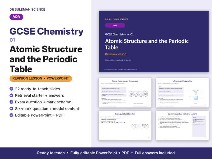 AQA GCSE Chemistry C1 Atomic Structure & Periodic Table Revision Lesson