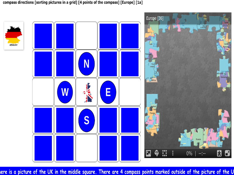 compass directions [sorting pictures in a grid] [4 points of the compass] [Europe] [1a]