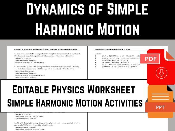Simple Harmonic Motion Dynamics: Springs and Pendulums Worksheet