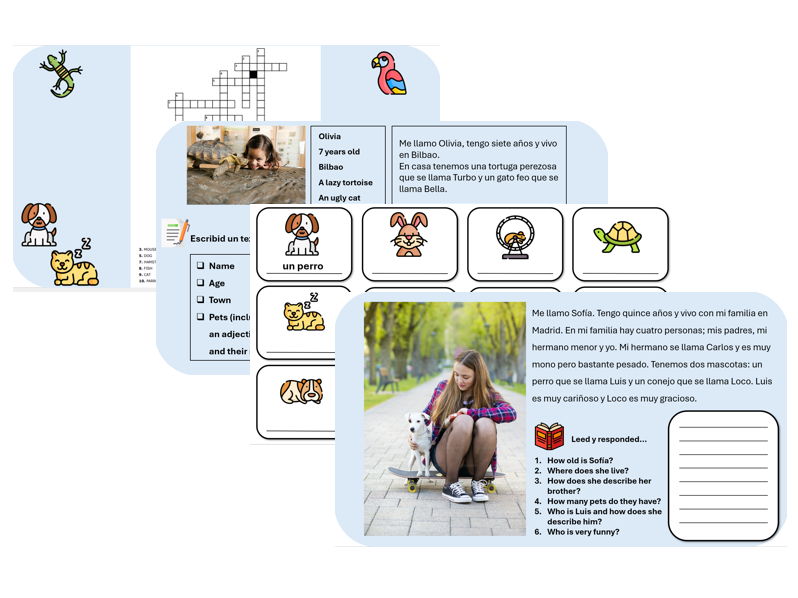 Pets (Spanish) – Independent Learning & Cover Pack