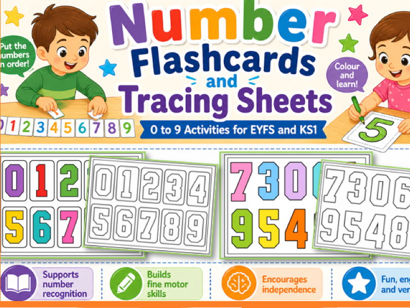 Number Flashcards and Tracing Worksheets