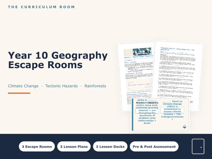 Year 10 Geography Escape Rooms: Climate Change, Tectonic Hazards, Rainforests