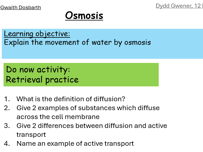 Osmosis lesson