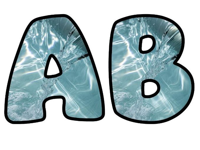 Water Flowing Crystal Clear Lettering Set | Classroom Display | Upper & Lowercase, 0-9 and Signs