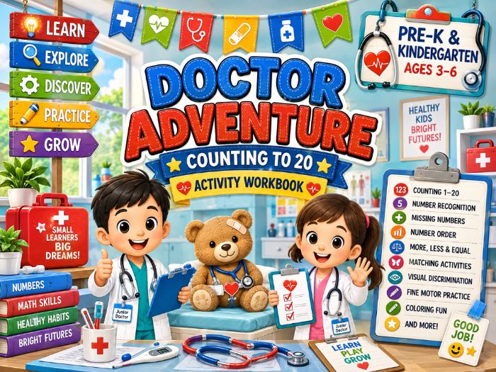 Doctor Counting to 20 Worksheets | Number Recognition & Early Math Activities | Pre-K Kindergarten