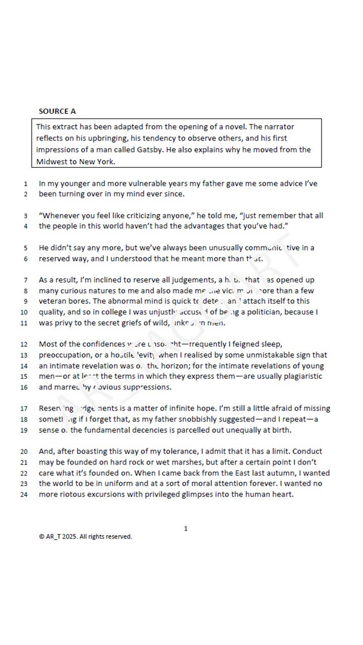 One AQA 2026 GCSE English Language Paper 1 Mock | Q5 Tasks (Gat ...
