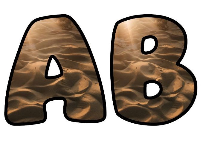 Sand Beach Lettering Set | Classroom Display | Upper & Lowercase, 0-9 and Signs