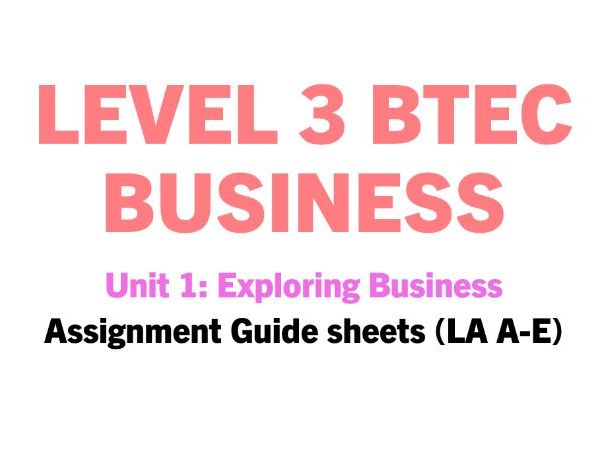 Unit 1: Exploring Business **ASSIGNMENT GUIDE HELPSHEETS**