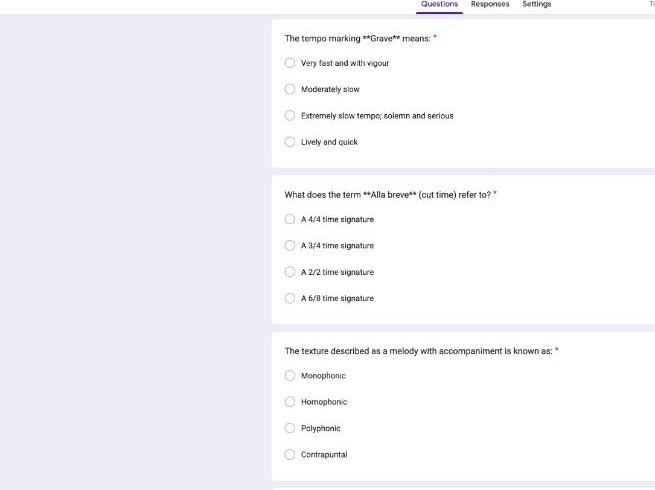 Google Form Quiz Edexcel GCSE Beethoven – Pathétique Sonata
