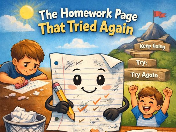 The Homework Page That Tried Again – A Story About Resilience and Perseverance