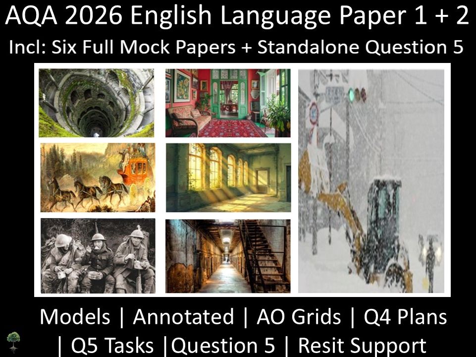 Six AQA 2026 English Language Paper 1 Mocks + Question 5 | Layered Exam Support