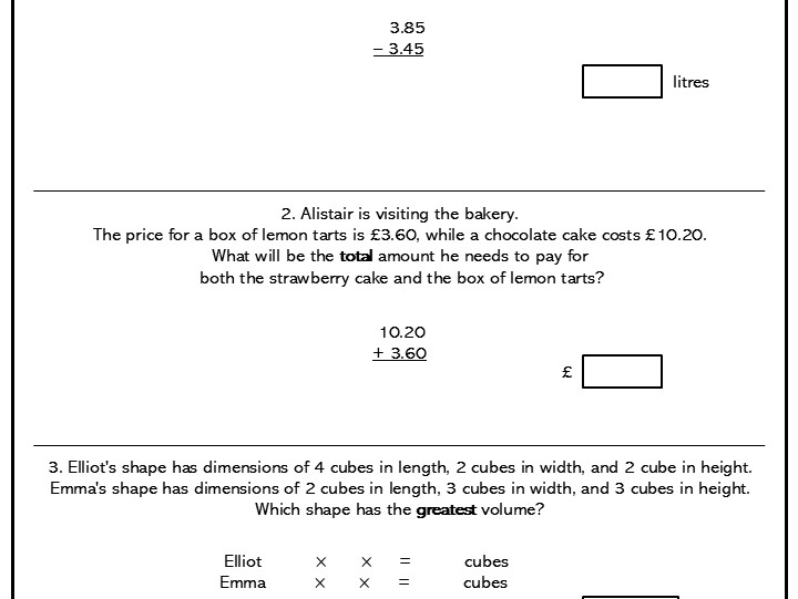 Solve Problems with Measurements including decimals.