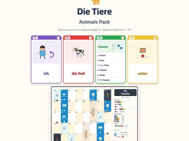 German Animals Sentence-Building Game