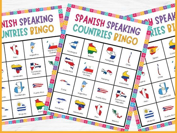 Spanish Speaking Countries Geography Bingo Game Hispanic Heritage Month Activity