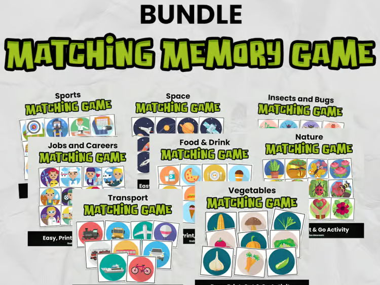 Matching Memory Game BUNDLE for Kindergarten & Elementary
