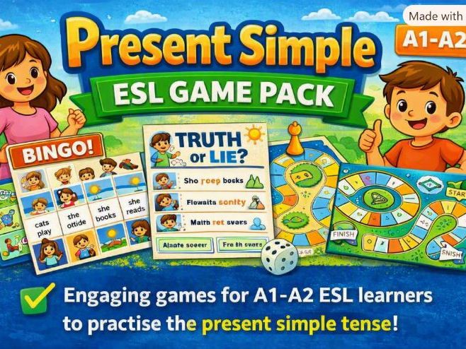 Present Simple ESL Game Pack (A1–A2)