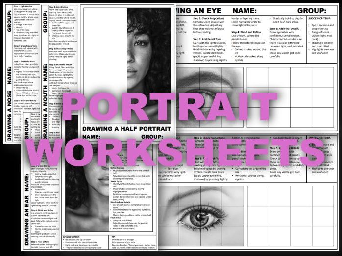 Portrait Worksheets for Art Lessons/Cover