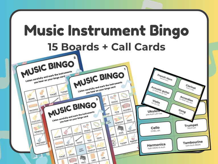 Music Instrument Bingo | KS2 Primary Music Game | Printable Classroom Activity