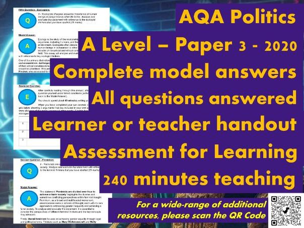 AQA A Level Politics Model Answers - Full Papers - Paper 3 - 2020 - Student/Teacher Handout