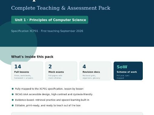 Pearson Edexcel IAL Computer Science Unit 1 (XCP01)